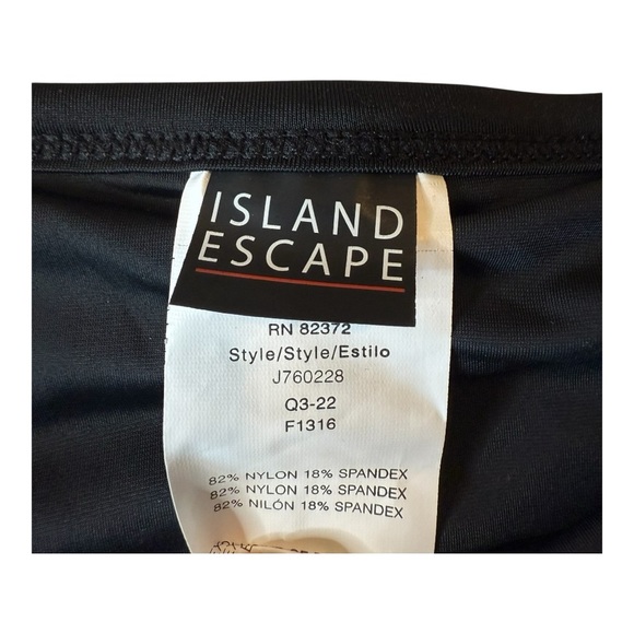 Island Escape Women's Mariposa Skirtini in Black Ruched Front Ruffle Trim NWOT - Picture 11 of 13